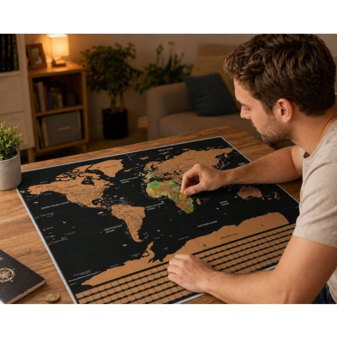 LEAN Mapa Świata Zdrapywanka Plakat Do Drapania Dla Podróżnika 82 x 59 cm
