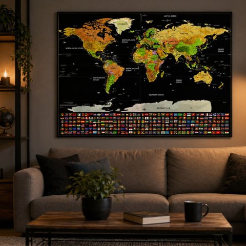 LEAN Mapa Świata Zdrapywanka Plakat Do Drapania Dla Podróżnika 82 x 59 cm