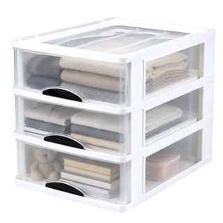 LEAN Organizer Wielofunkcyjny 3 Szuflady Plastikowy Pojemnik Biały