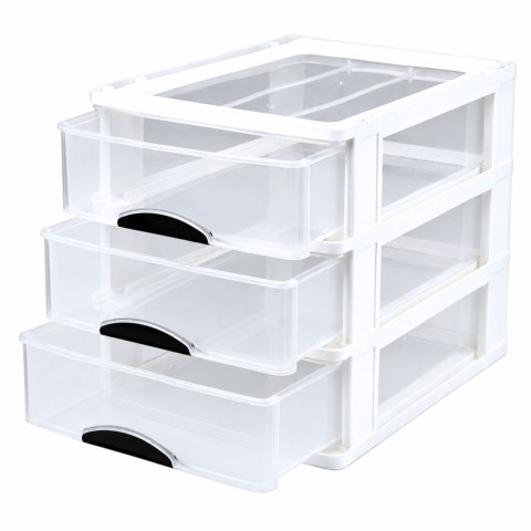 LEAN Organizer Wielofunkcyjny 3 Szuflady Plastikowy Pojemnik Biały