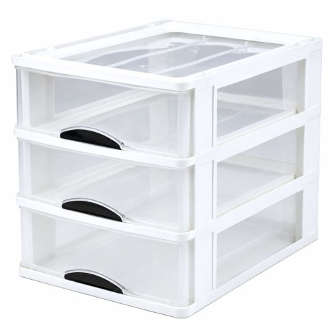 LEAN Organizer Wielofunkcyjny 3 Szuflady Plastikowy Pojemnik Biały