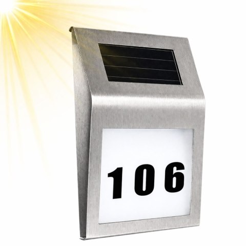 LEAN Solarna Lampa LED Kinkiet z Numerem Domu Podświetlany Ze Stali Nierdzewnej