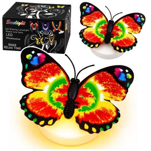 LEAN Świecący Motylek LED Dekoracja Do Przyklejenia Samoprzylepny 6x5 cm