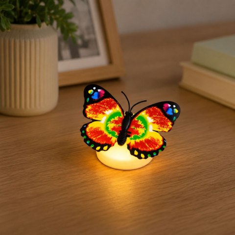 LEAN Świecący Motylek LED Dekoracja Do Przyklejenia Samoprzylepny 6x5 cm