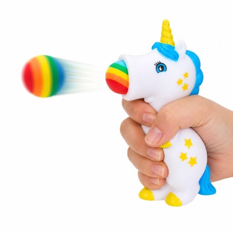LEAN TOYS Gumowy Strzelający Piłkami Jednorożec Wyrzutnia Dla Dzieci 5 szt. Piłek