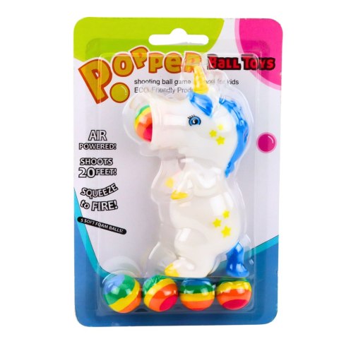 LEAN TOYS Gumowy Strzelający Piłkami Jednorożec Wyrzutnia Dla Dzieci 5 szt. Piłek