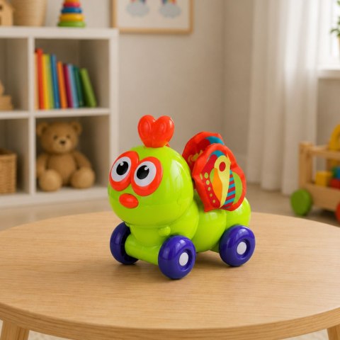 LEAN TOYS Interaktywna Zabawka Autko Pszczółka Sensoryczna Dla Malucha Zielona
