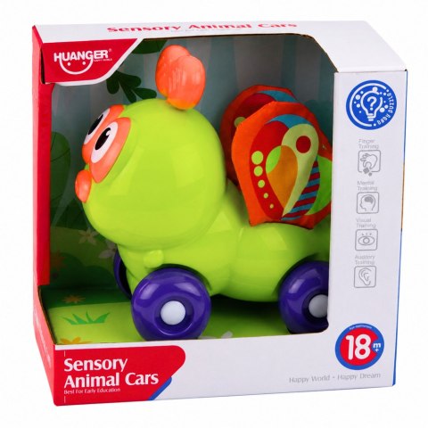 LEAN TOYS Interaktywna Zabawka Autko Pszczółka Sensoryczna Dla Malucha Zielona