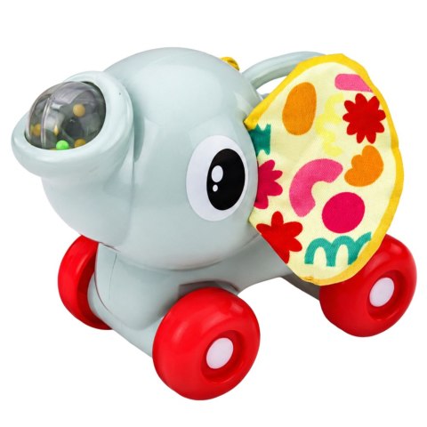 LEAN TOYS Interaktywna Zabawka Sensoryczna Autko Słonik Dla Malucha Szary