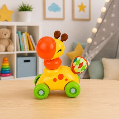 LEAN TOYS Interaktywna Zabawka Sensoryczna Autko Żyrafa Dla Malucha Żółta