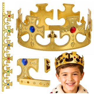 LEAN TOYS Króla Korona Regulowana Do Przebrania Króla Królowej Złota 17-20 cm