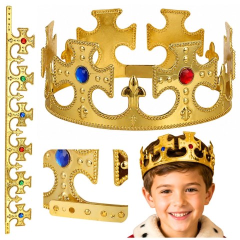 LEAN TOYS Króla Korona Regulowana Do Przebrania Króla Królowej Złota 17-20 cm