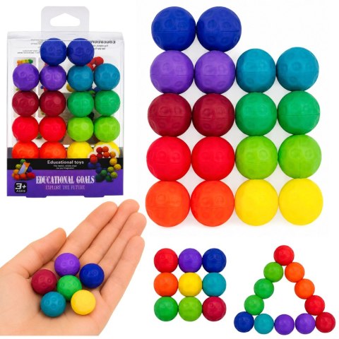 LEAN TOYS Kulki Antystresowe Magnetyczne Gra Logiczna Zręcznościowa Kolorowe