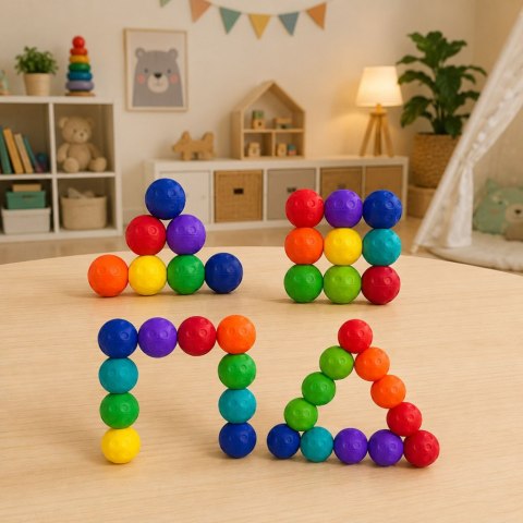 LEAN TOYS Kulki Antystresowe Magnetyczne Gra Logiczna Zręcznościowa Kolorowe