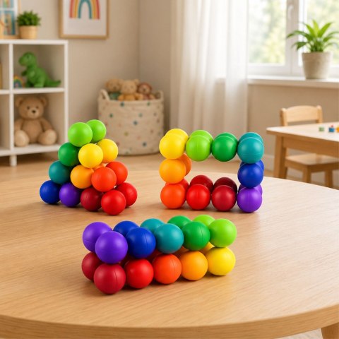 LEAN TOYS Kulki Magnetyczne Antystresowe Gra Logiczna Zręcznościowa Kolorowe