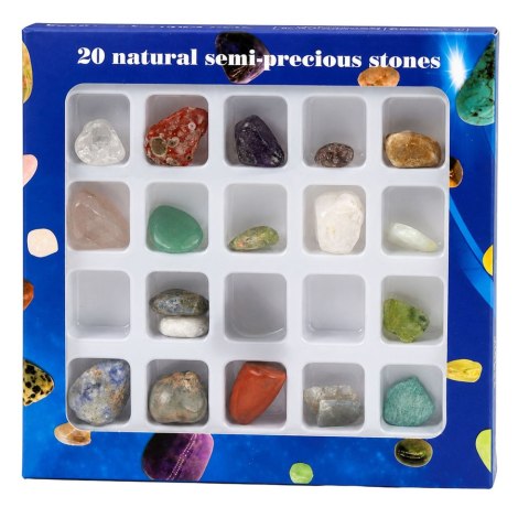LEAN TOYS Zestaw Minerały Półszlachetne Kamienie Kolekcjonerskie Edukacyjne 20 szt.