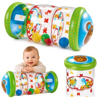 LEAN Toys Dmuchany Walec Wałek Z Piłkami Do Raczkowania Dla Malucha Miś 51 x22 cm