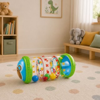 LEAN Toys Dmuchany Walec Wałek Z Piłkami Do Raczkowania Dla Malucha Miś 51 x22 cm