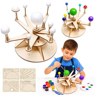 LEAN Toys Drewniany Model Układu Słonecznego Planety DIY Zestaw Edukacyjny