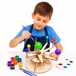 LEAN Toys Drewniany Model Układu Słonecznego Planety DIY Zestaw Edukacyjny