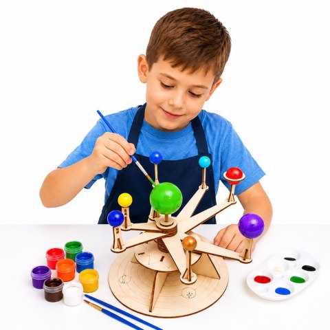 LEAN Toys Drewniany Model Układu Słonecznego Planety DIY Zestaw Edukacyjny