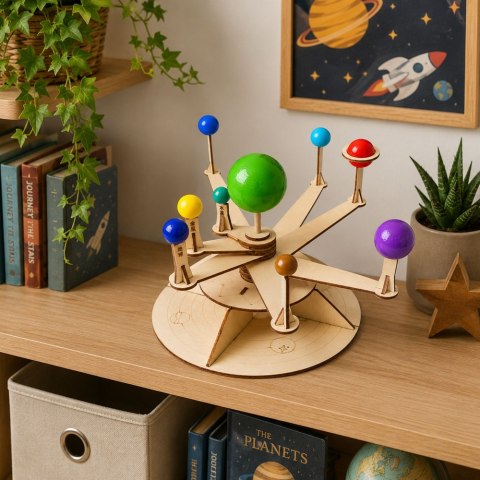 LEAN Toys Drewniany Model Układu Słonecznego Planety DIY Zestaw Edukacyjny