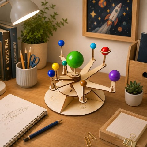 LEAN Toys Drewniany Model Układu Słonecznego Planety DIY Zestaw Edukacyjny