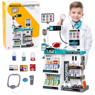LEAN Toys Duży Zestaw Lekarski Stolik Medyczny Doktor Światła Dźwięki Akcesoria 61el.