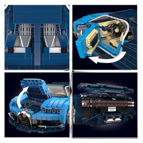 LEAN Toys Klocki Konstrukcyjne Samochód Sportowy Bugatth Niebieski 1212 el.
