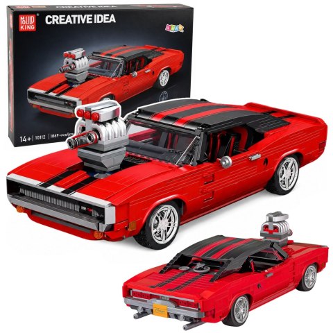 LEAN Toys Klocki Konstrukcyjne Samochód Sportowy Charger Czerwony 1869 el.