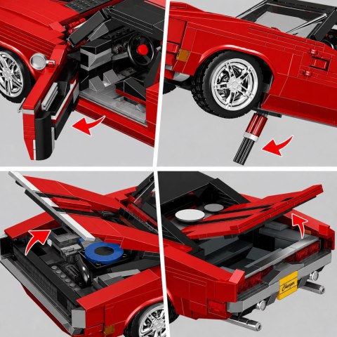 LEAN Toys Klocki Konstrukcyjne Samochód Sportowy Charger Czerwony 1869 el.