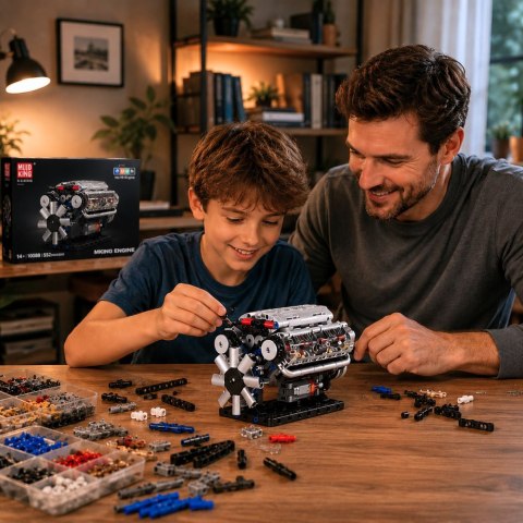 LEAN Toys Klocki Konstrukcyjne Silnik V8 Model Mechaniczny Ruchome Tłoki 552 el.