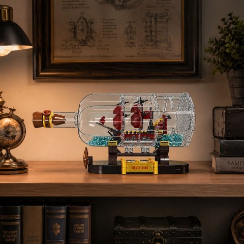 LEAN Toys Klocki Konstrukcyjne Statek w Butelce Żaglowiec Dekoracyjny Brązowy 885 el.
