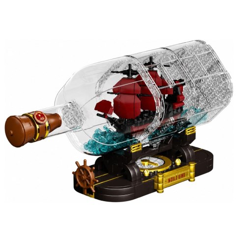 LEAN Toys Klocki Konstrukcyjne Statek w Butelce Żaglowiec Dekoracyjny Brązowy 885 el.