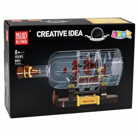 LEAN Toys Klocki Konstrukcyjne Statek w Butelce Żaglowiec Dekoracyjny Brązowy 885 el.
