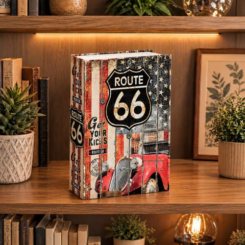 LEAN Toys Książka Sejf Na Klucz Mała Kasetka Skrytka Na Pieniądze Route 66 Duża