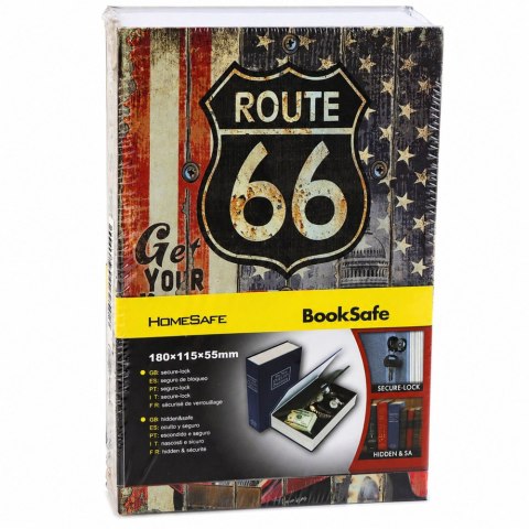 LEAN Toys Książka Sejf Na Klucz Mała Kasetka Skrytka Na Pieniądze Route 66 Duża