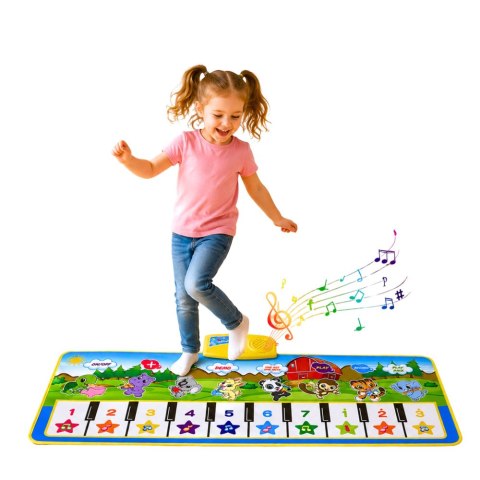 LEAN Toys Mata Muzyczna Edukacyjna Pianinko Zwierzątka Dźwięki Instrumentów 100x36 cm