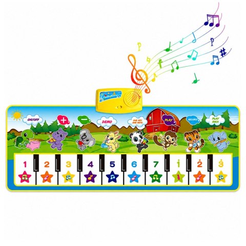 LEAN Toys Mata Muzyczna Edukacyjna Pianinko Zwierzątka Dźwięki Instrumentów 100x36 cm
