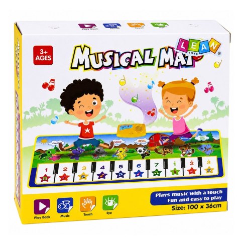 LEAN Toys Mata Muzyczna Edukacyjna Pianinko Zwierzątka Dźwięki Instrumentów 100x36 cm