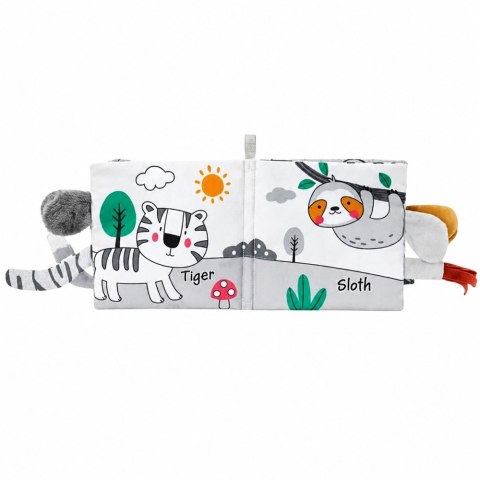 LEAN Toys Miękka Książeczka Sensoryczna Ze Słonikiem Szeleszcząca Piszcząca Szara