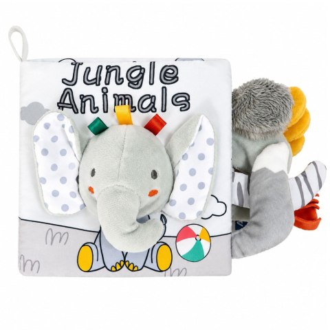 LEAN Toys Miękka Książeczka Sensoryczna Ze Słonikiem Szeleszcząca Piszcząca Szara