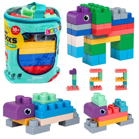 LEAN Toys Miękkie Klocki Konstrukcyjne Sensoryczne W Worku Dla Dzieci Kolorowe 30 el.