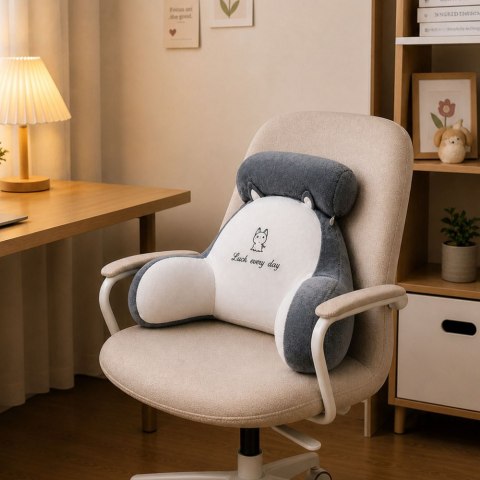 LEAN Toys Oparcie Fotel Podparcie Pod Plecy Na Fotel Łóżko Biało Szary 60 x40 cm