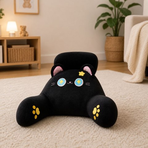 LEAN Toys Oparcie Fotel Podparcie Pod Plecy Na Fotel Łóżko Kot Czarny 60 x40 cm