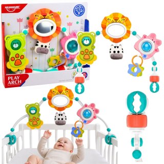 LEAN Toys Pałąk Sensoryczny Z Lwem Do Łóżeczka Fotelika Wózka Lusterko Grzechotka