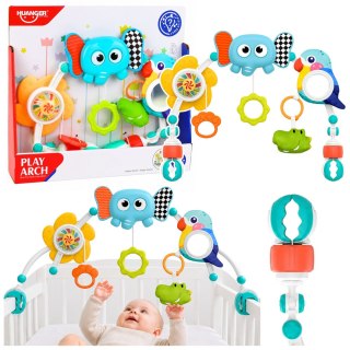 LEAN Toys Pałąk Sensoryczny Ze Słoniem Do Łóżeczka Fotelika Wózka Lusterko Grzechotka