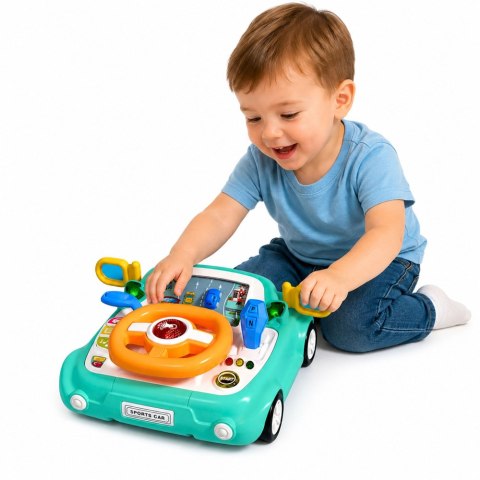 LEAN Toys Panel Interaktywny Symulator Jazdy Autko Światła Dźwięki Niebieski