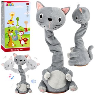 LEAN Toys Pluszowy Tańczący Kot Zabawka Interaktywna Muzyczna Dźwięki Maskotka Szary