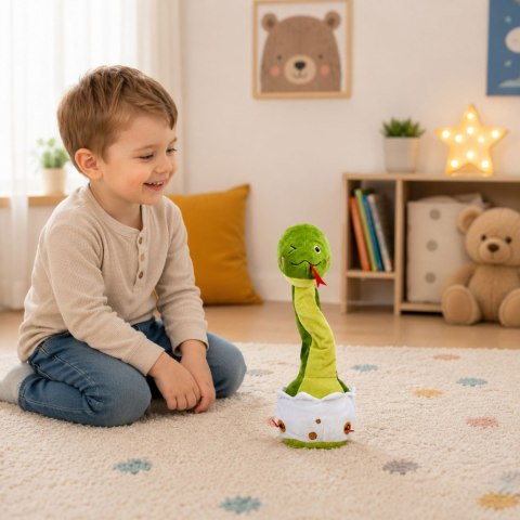 LEAN Toys Pluszowy Tańczący Wąż Maskotka Interaktywna Muzyczna Dźwięki Zielony